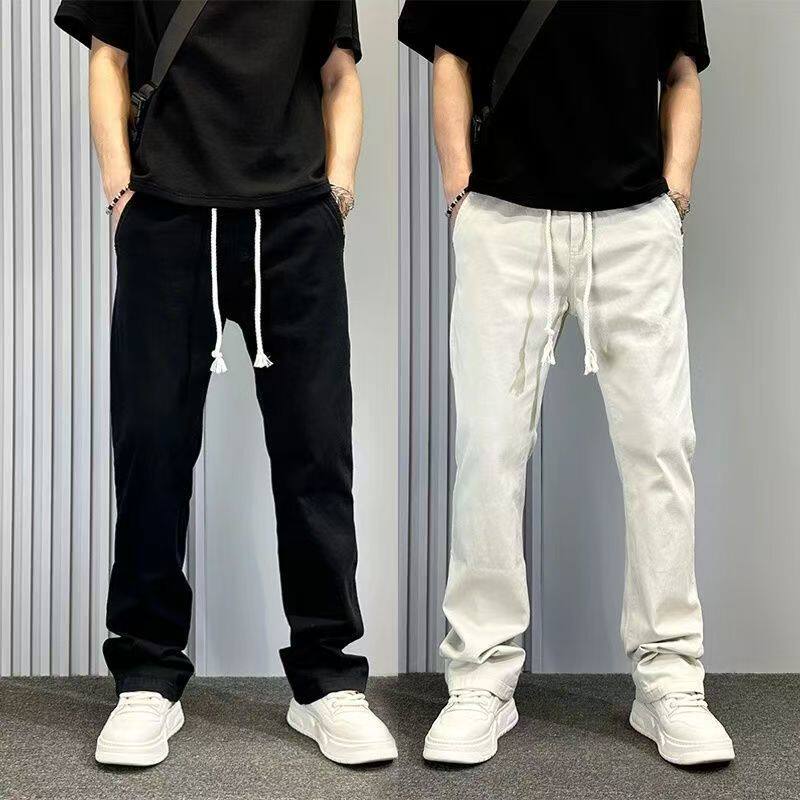 高街显高男宽松直筒牛仔裤