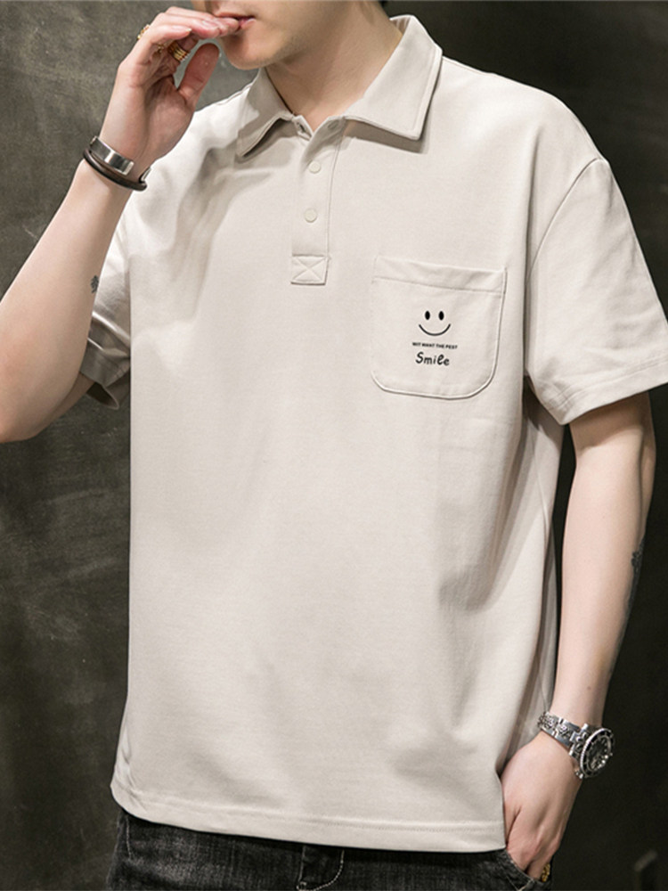 POLO SHIRT SHORT SLEEVE MENS SUMMER 2024 NEW KOREAN SLIM FIT POCKET LAPEL HALF SLEEVE T-SHIRT CASUAL TOP