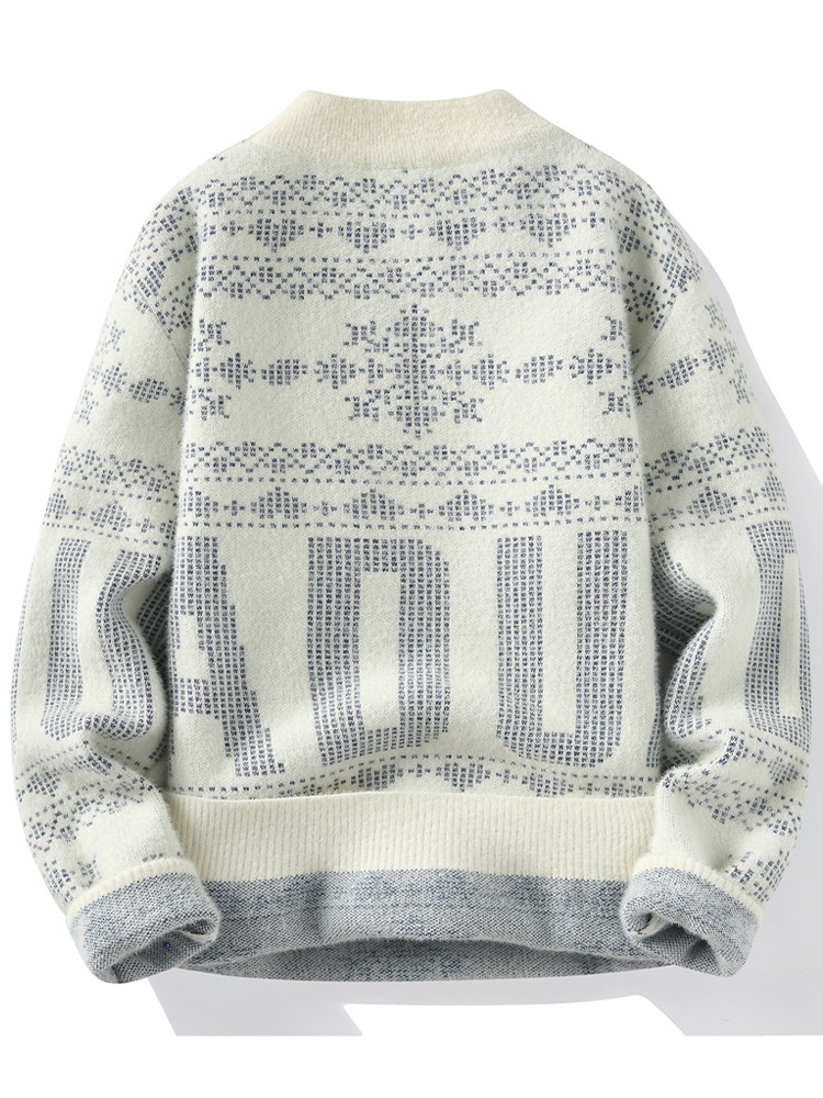 YOUTH SWEATER AUTUMN AND WINTER 2024 NEW MENS THICKENED WARM HALF-HIGH NECK WINTER MENS NEW KNITWEAR