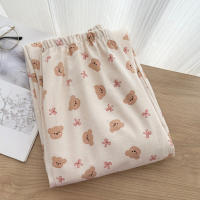 Pure cotton cotton fleece pajama pants for women, spring, autumn and winter, plus-size, spring loose long pants, comfortable home pants, fatten and plus-size thumbnail 2