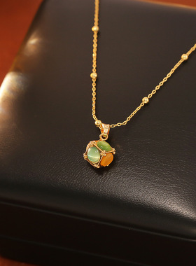 新款时尚气质彩色水晶魔方项链