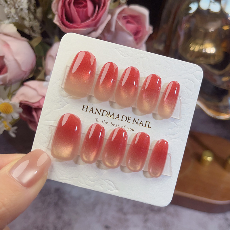 法式2025新款高级感猫眼晕染手工