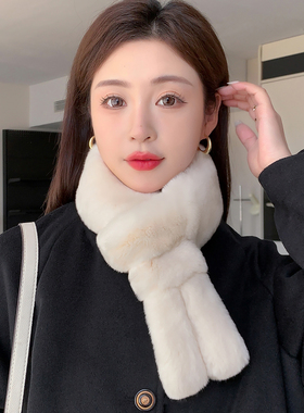 獭兔毛围巾女士秋冬季新款皮草围脖韩版户外出游保暖护颈真毛时尚