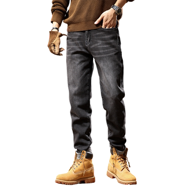 嘎嘎诺布拉链长裤复古小脚牛仔裤