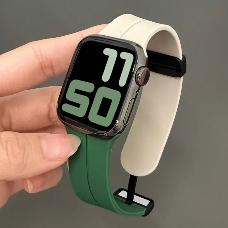 apple watch8表带夏天新款星光拼色硅胶磁吸适用iwatch67苹果手表图片