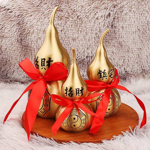 招米金属黄铜大号工艺品空心葫芦