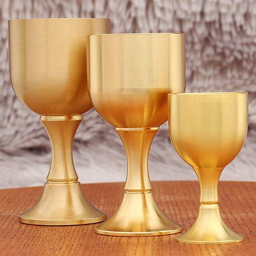 大中小酒杯摆件高脚杯高档光面铜酒杯黄铜号迷你工艺品白酒杯批发