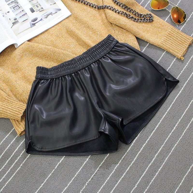 通勤百搭短裤2024PU皮短裤