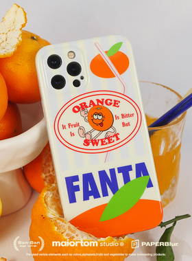 MAJOR TOM 橘子汽水卡通可爱设计全包软壳iphone14防摔适用13pro