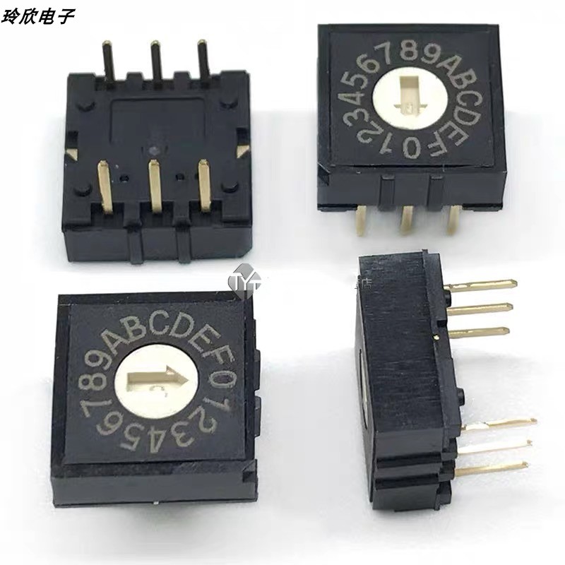 台湾DIP圆达RH3AF-16R-V-B旋转开关16档位拨码旋转0-F编码开关3:3