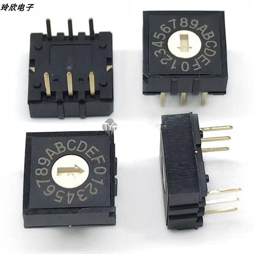 台湾DIP圆达RH3AF-16R-V-B旋转开关16档位拨码旋转0-F编码开关3:3