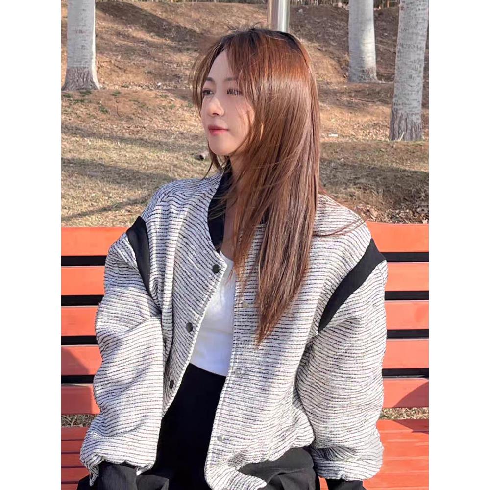 美式复古棒球服夹克女2025超火春秋季拼色通勤百搭法式小香风外套