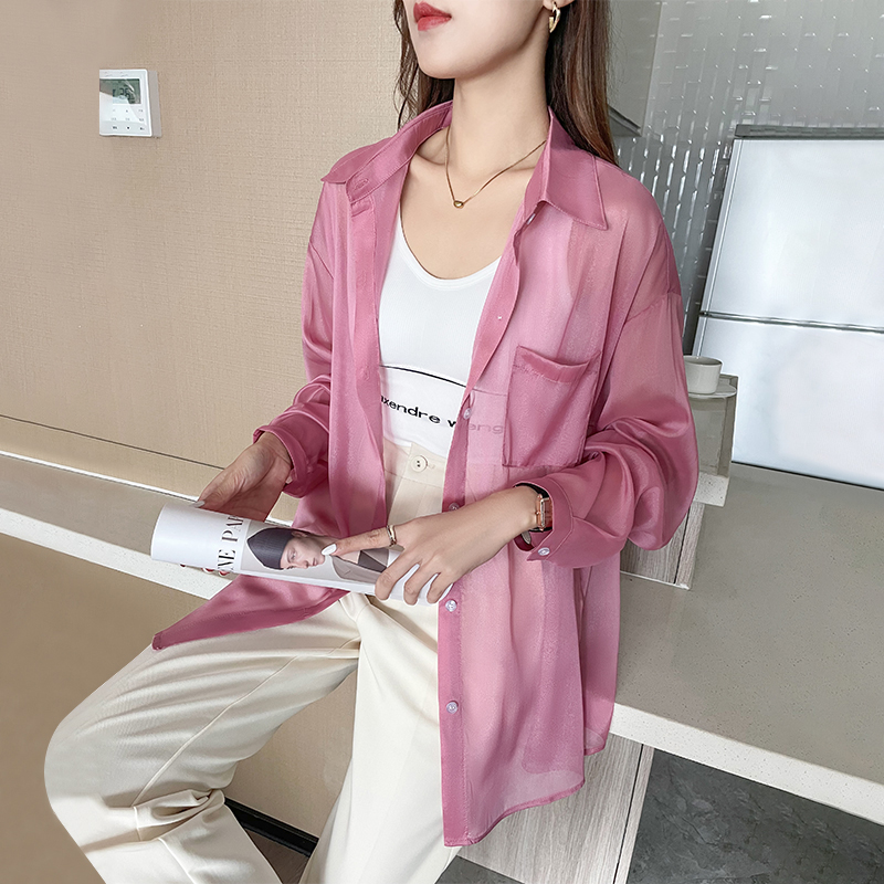 防晒衣女款2025夏季新款衬衫凉感天丝宽松防晒服衬衣开衫透气上衣