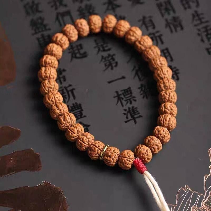 树王爆肉小金刚菩提子手串配饰男士核桃原籽文玩佛珠单圈盘玩手链