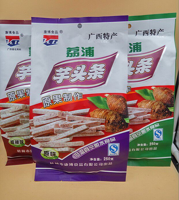 桂林阳朔特产康博芋头条桂林康博250&times;3袋克原味香葱麻辣味芋头条