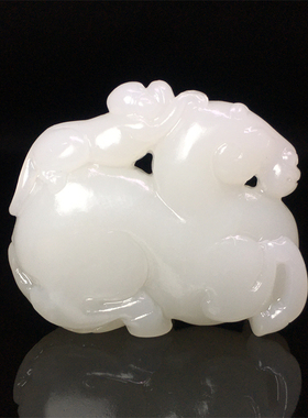 骏马把件白玉天然和田玉