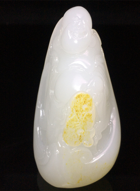 和田玉弥勒佛把玩白润细腻