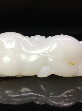 和田玉白玉马把件摆件新疆玉石