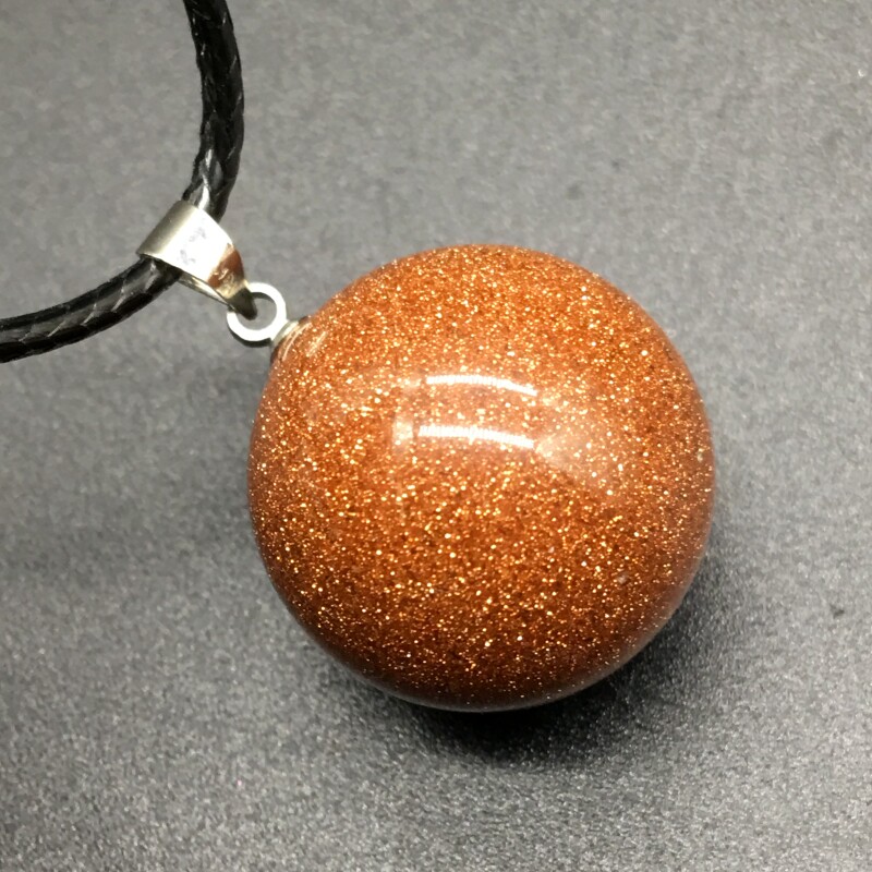 新品推荐星空金沙石水晶球项链挂其它首饰