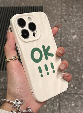 壳壳大世界简约ok英文适用苹果15promax手机壳新款iPhone14手机套13小众12pro褶皱纹11保护套16软壳xsmax软壳