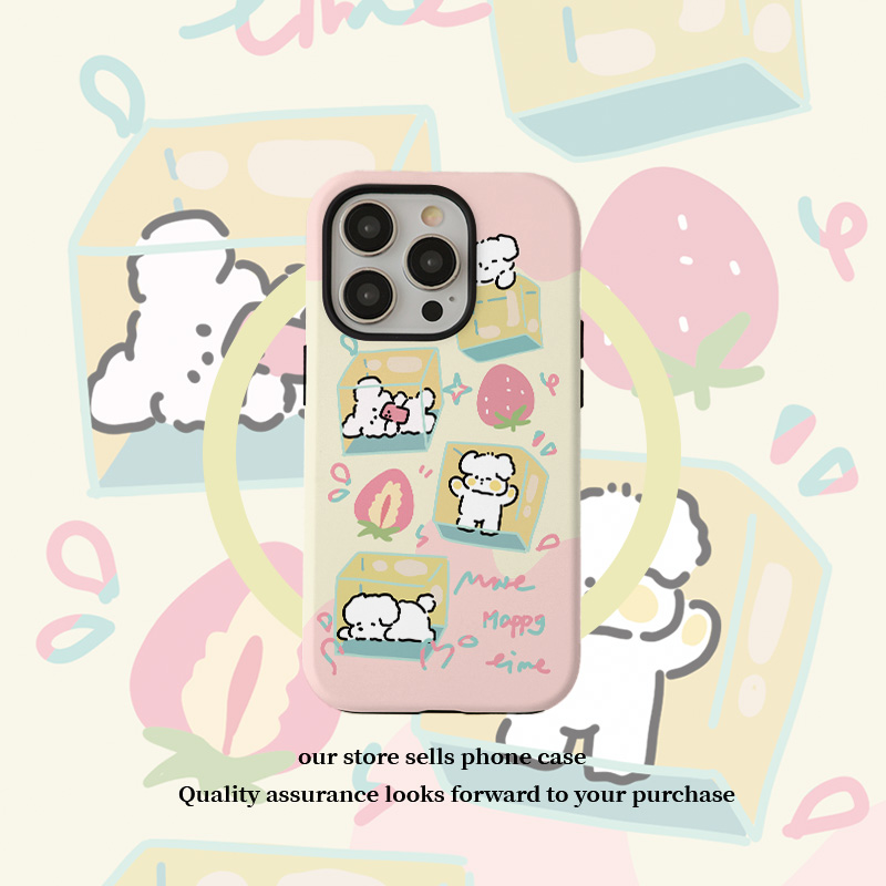 适用苹果可爱四只小狗手机壳