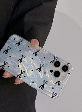 壳壳大世界黑色波点蝴蝶结适用苹果15手机壳iphone14promax手机套12软壳11新款13pro防摔16p保护套plus羽纱壳
