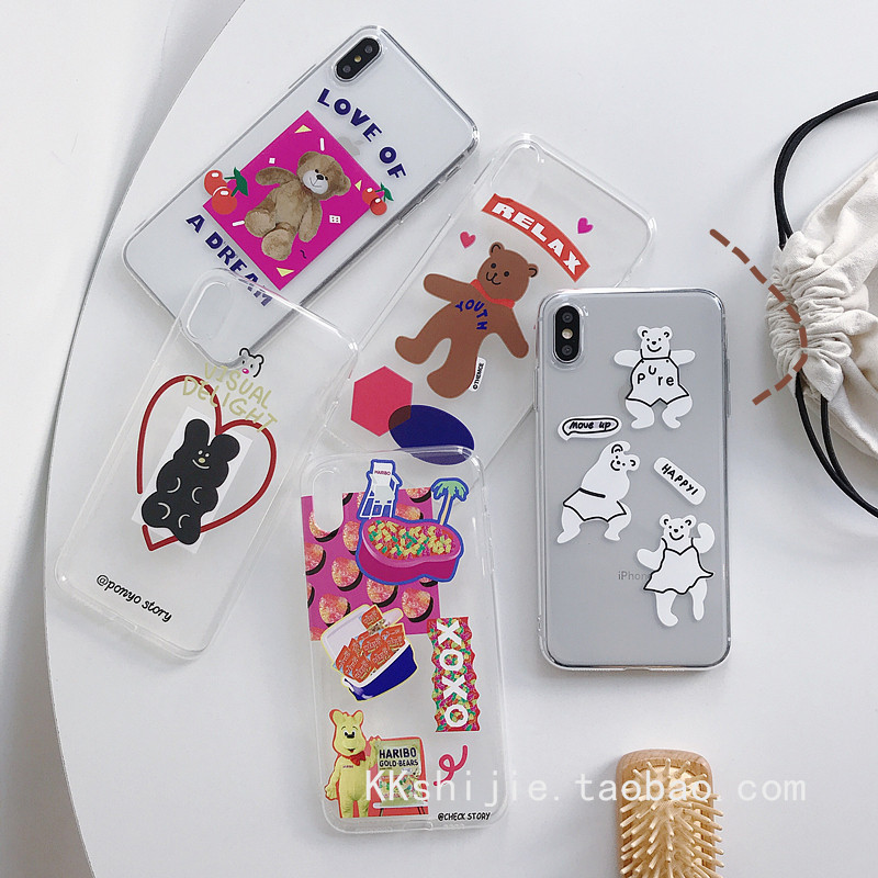 ins Famous lovely Little Bear Apple 11Pro max Mobile phone shell iphone8plus/6sp Soft shell xr Lovers Xin the 3C Digital Accessories, Cell Phone Accessories , Phone Protection Case/Shell  category - from Buy2taobao.com to provide professional Taobao agent buy service