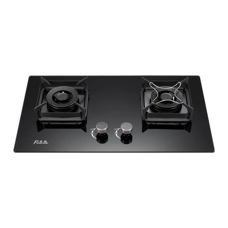 荣星燃气灶双眼灶具 LB31 家用大火力 入式黑色面板钢玻+熄火保护