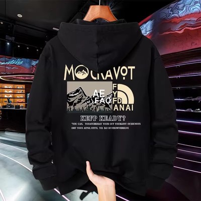 2025新款美式连帽卫衣男春秋款宽松重磅长袖秋冬加绒潮牌运动外套