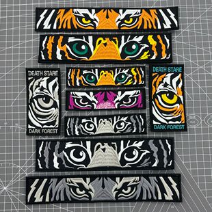 书包logo遮挡贴战术霸气老虎刺绣魔术贴章 大后背布贴 DIY装饰 萌