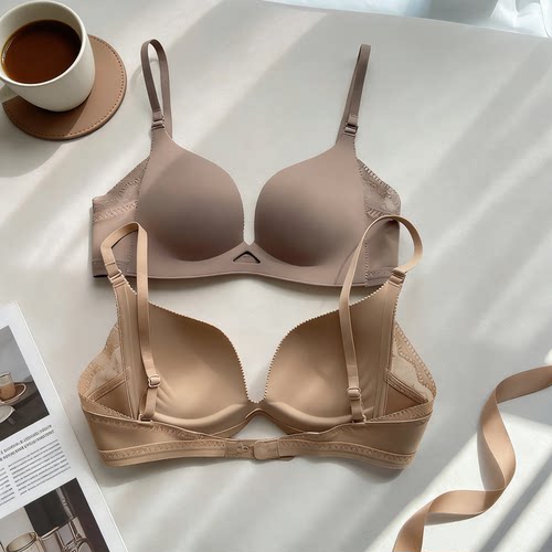 轻薄杯不闷热无痕U型美背露背小胸聚拢内衣女无钢圈一排扣文胸