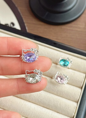 儿童高级仿水晶戒指可爱猫咪指环