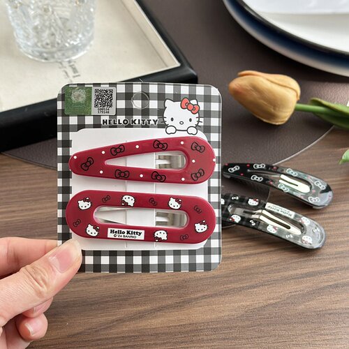 凯蒂猫边夹金属BB夹甜美红黑头饰