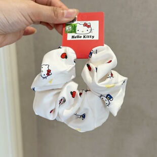 正版 hellokitty大肠圈甜美红苹果布艺发绳少女简约百搭凯蒂猫发圈