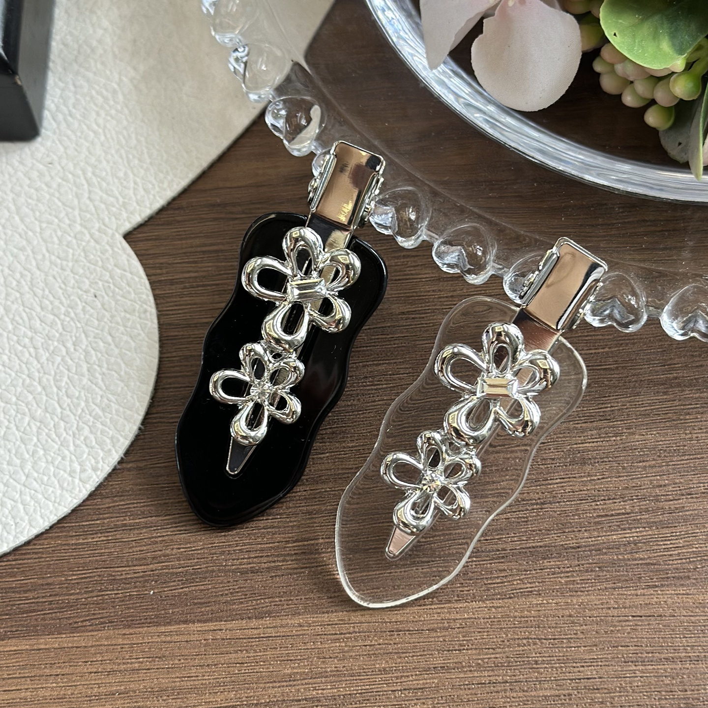 甜酷金属花朵发夹化妆无痕碎发卡