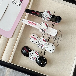 正版 凯蒂猫发饰黑白圆点侧边夹鸭嘴夹甜美刘海夹发夹少女风小发卡