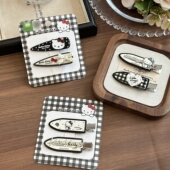 正版 hello kitty黑白水滴金属发夹鸭嘴夹刘海无痕对夹女甜美发饰