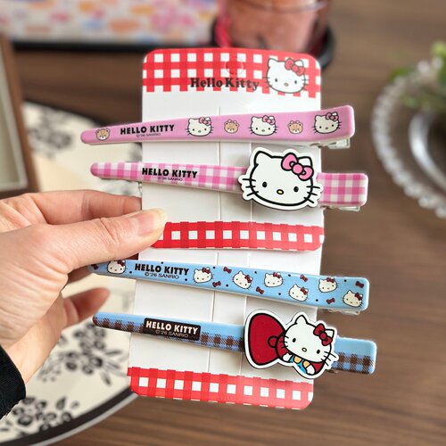 凯蒂猫粉蓝超大一字夹无痕发夹子