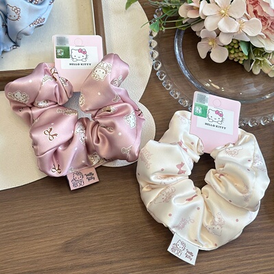 凯蒂猫填充绵大肠发圈扎发圈缎面