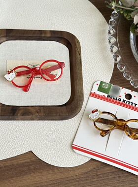 正版helloKitty红眼镜发卡日韩版少女儿童侧边夹凯蒂猫刘海碎发夹