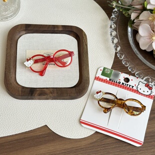 正版helloKitty红眼镜发卡日韩版少女儿童侧边夹凯蒂猫刘海碎发夹