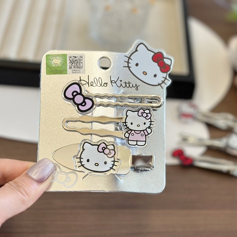 HelloKitty银色发夹无痕刘海边夹图片