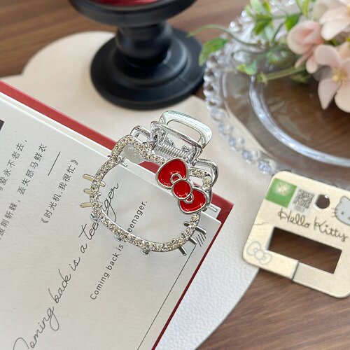 凯蒂猫水钻镂空蝴蝶结鲨鱼夹抓夹