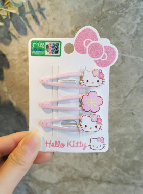 日系儿童樱花BB夹女童发夹HelloKitty凯蒂猫甜美刘海夹花朵边夹子