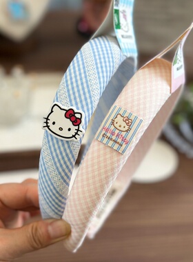 正版Hello Kitty学院风格纹发箍甜美少女百搭通勤小清新海绵头箍