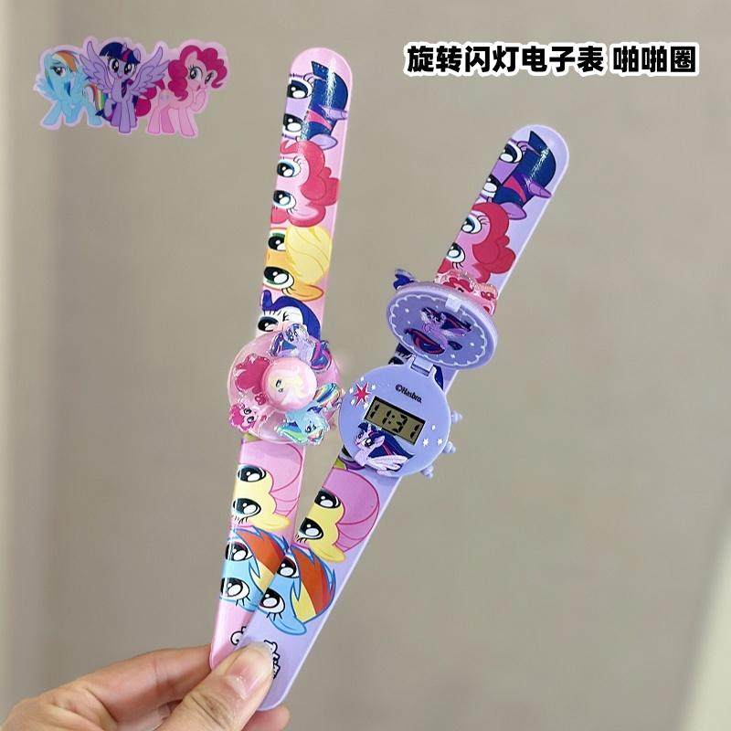 女硅胶发光旋转手镯啪啪圈电子表
