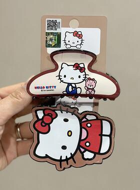 咖色鲨鱼夹头饰凯蒂猫抓夹日韩