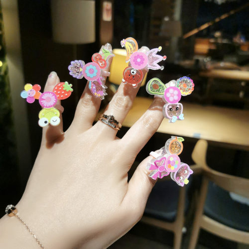 卡通旋转儿童戒指女亚克力日韩