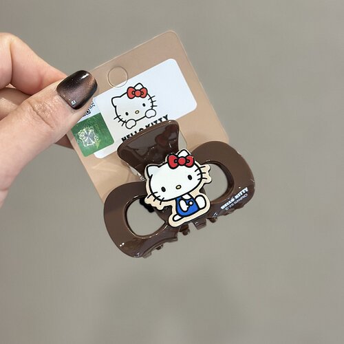 hellokitty咖色鲨鱼夹中号发抓夹