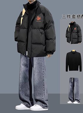 棉衣外套男冬季加厚保暖潮流套装